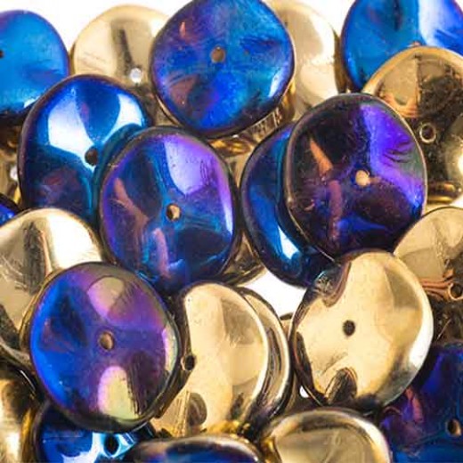Preciosa 12mm Ripple Beads California Blue, 20 beads