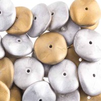 Preciosa 12mm Ripple Beads California Silver Matt, 20 beads