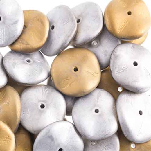 Preciosa 12mm Ripple Beads California Silver Matt, 20 beads