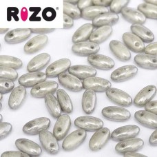 Chalk White Grey Luster Rizo Beads approx. 20gm