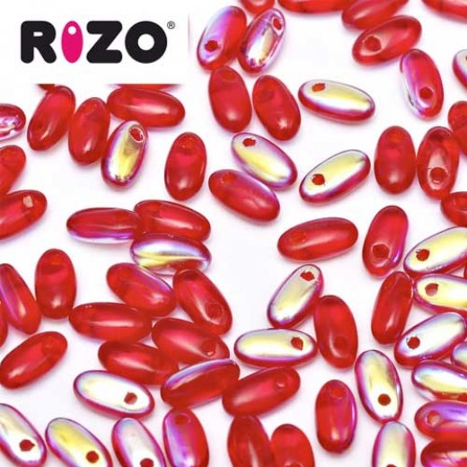 Red AB Matted Rizo Beads approx. 20gm