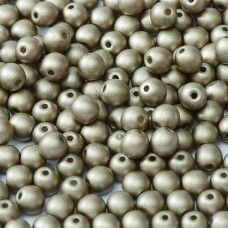 2mm Round Czech Glass Beads, Pack of 100, Alabaster Pewter