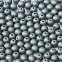 Alabaster Metallic Steel 3mm Round Czech Glass Beads, Pack of 100