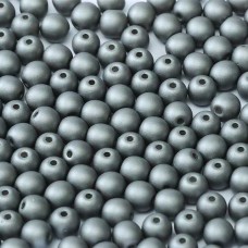Alabaster Metallic Steel 3mm Round Czech Glass Beads, Pack of 100