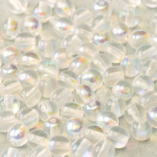 Crystal AB 3mm Round Czech Glass Beads, pack of 100