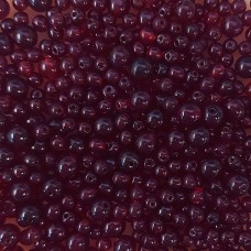 Mix of 3mm-6mm Czech Glass Round Beads in Garnet colour, approx. 50g