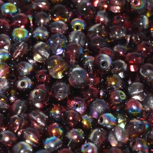 4mm Crystal Magic Wine Smooth Round Czech Beads - 100 pcs