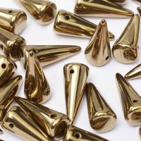 Jet Gold  7x17mm Glass Spikes, 10pcs