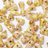 Chalk White Dark Travertin Czech Baby Spikes, 5x8mm, 30pcs