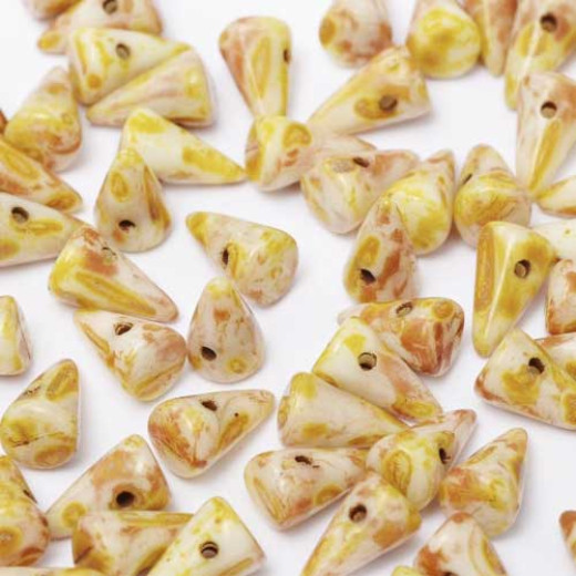 Chalk White Dark Travertin Czech Baby Spikes, 5x8mm, 30pcs Chalk White Dark Travertin Czech Baby Spikes, 5x8mm, 30pcs
