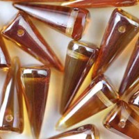 Crystal Dark Apricot 7x17mm Glass Spikes, 10pcs