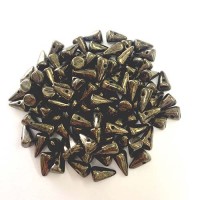 Jet Lila Bronze Czech Baby Spikes, 5x8mm, 30pcs