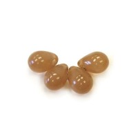 5x7mm Side Drill Czech Glass Tear Drop, Milky Brown, Pack of 10