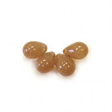 5x7mm Side Drill Czech Glass Tear Drop, Milky Brown, Pack of 10