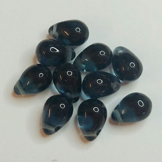 5x7mm Side Drill Czech Glass Tear Drop, Montana, Pack of 10