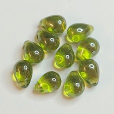 5x7mm Side Drill Czech Glass Tear Drop, Olive, Pack of 10