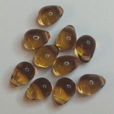 5x7mm Side Drill Czech Glass Tear Drop, Smoke Topaz, Pack of 10
