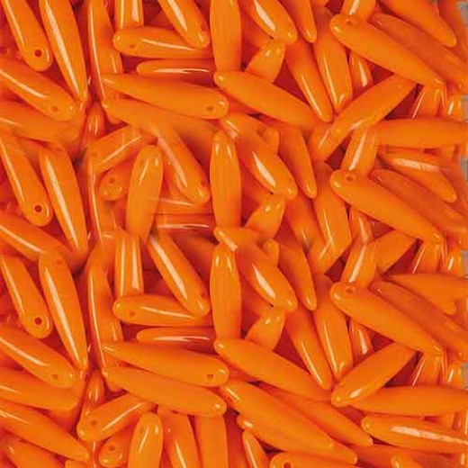 Czech Thorn Beads 5x16mm Opaque Orange, pack of 20 beads