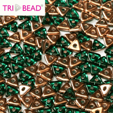 Bulk Bag Tri-bead 4mm Emerald Capri Gold, 50gm