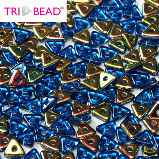 Tri-bead 4mm Sapphire Vitrial - 3g approx. 