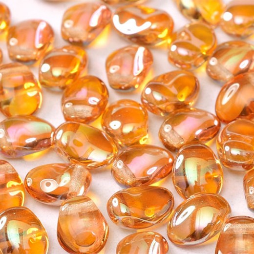 Bulk Bag Crystal Apricot Medium Tulip Petal Beads 6x8 mm, 300 beads