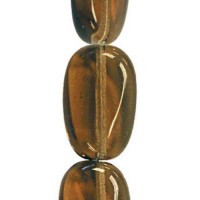 Smoke Topaz Wavy Flat Oval Czech Beads, a strand of 13 beads