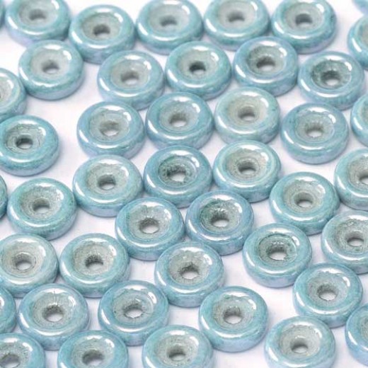 Chalk White Baby Blue  6mm Wheel Beads Luster  Approx 5gm