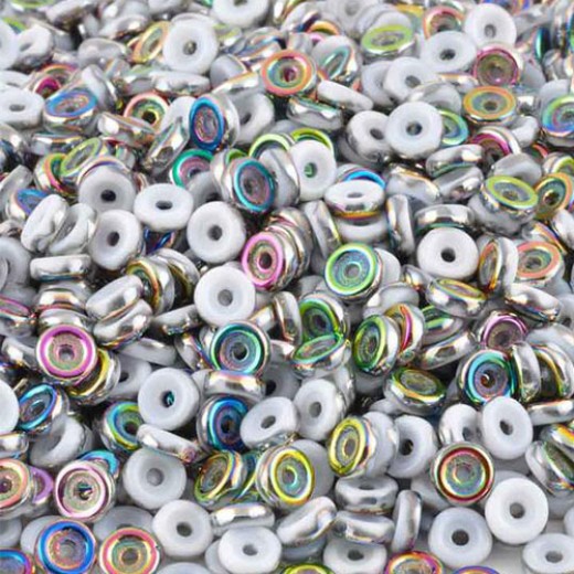 Chalk White Vitrail 6mm Wheel Beads, 5Grams