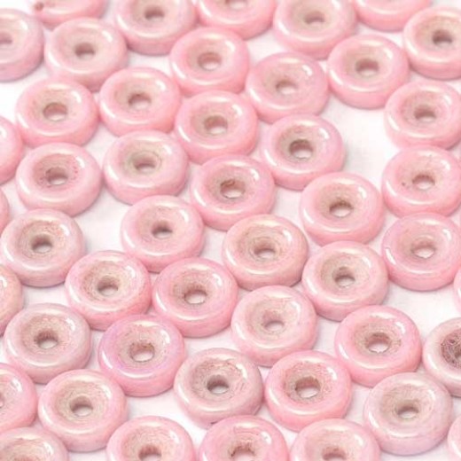 Chalk White Lila Luster  6mm Wheel Beads Approx 5gm