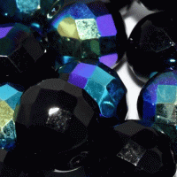 Jet AB Fire polished 12mm  Bead(s), pack of 2