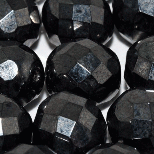 Jet Hematite Fire polished 12mm  Bead(s), pack of 2