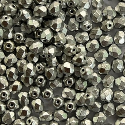 Aluminium Silver 4mm Fire Polished, 120pcs