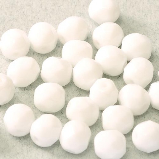 Chalk White 4mm Fire Polished, 120pcs