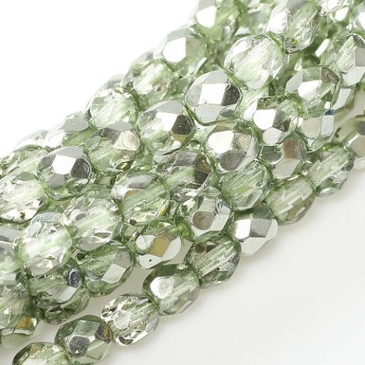 Crystal Seafoam Metallic Ice 2mm Fire Polished Beads, 75pcs