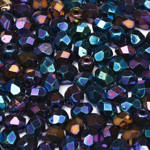 Jet Blue Iris 4mm Fire Polished, 120pcs