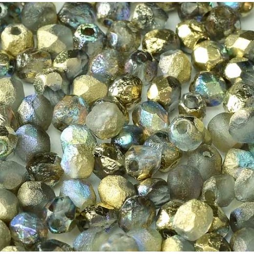 Golden Rainbow 4mm Crystal etched firepolished beads, pack of 120pcs