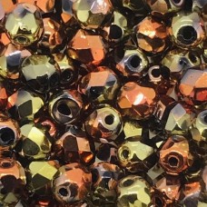4mm Jet California Gold Rush fire polished beads, pack of 120pcs