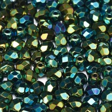 Jet Green Iris  3mm Firepolished Beads, Pack of 120pcs