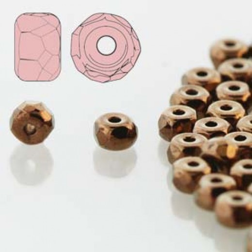 Dark Bronze 2 x 3mm Faceted Micro Spacers, Pack of 50pcs