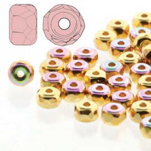 24kt Gold Plated AB 2 x 3mm Faceted Micro Spacers, Pack of 25pcs