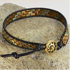 Miyuki Half-Tila Leather Wrap Bracelet - a Free Pattern from Miyuki