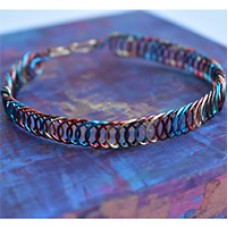 Multicoloured Artistic Wire Flat Coiled Bracelet, a Free Pattern by Meredith Roddy