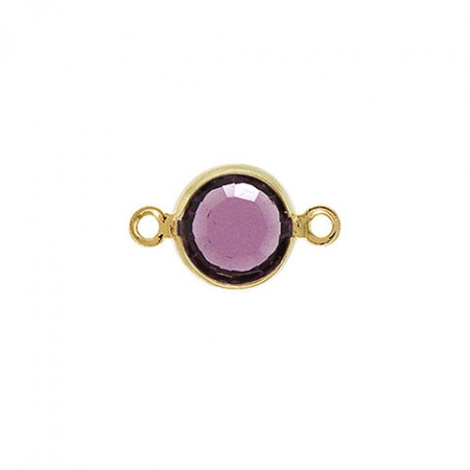 6.3mm Swarovkski Amethyst on Gold Colour Channel, Pack of 4