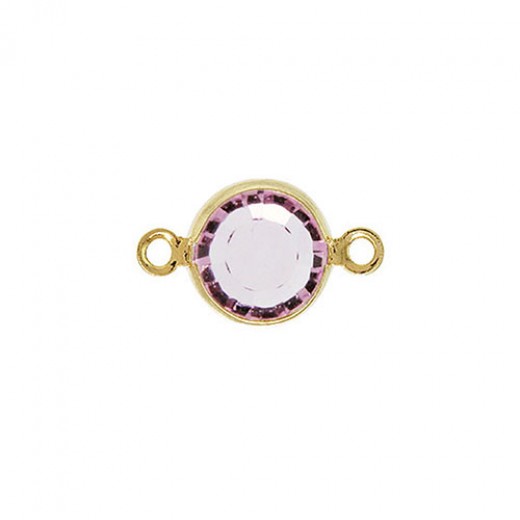 6.3mm Swarovkski Light Amethyst on Gold Colour Channel,  Pack of 4