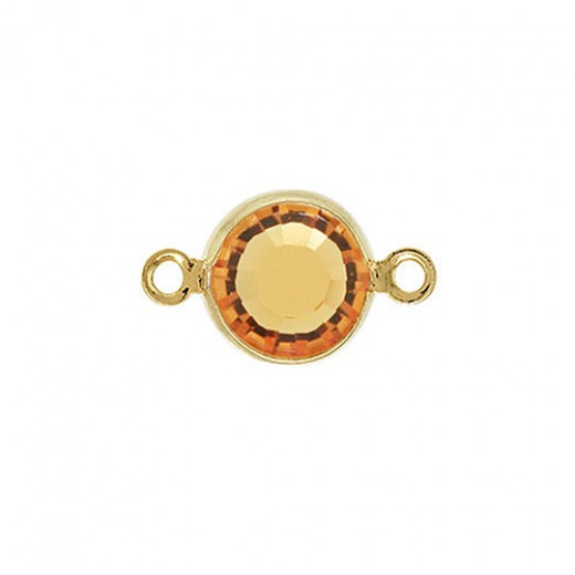 6.3mm Swarovkski Topaz on Gold Colour Channel,  Pack of 4