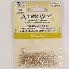 Non Tarnish Silver 18 Gauge Square Chain Maille Ring, I.D 3.57mm, 55 Pcs, A313-1...