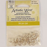 Tarnish Resistant Silver 18 Gauge Square Chain Maille Ring, I.D 5.95mm, 36 Pcs, A313-18S-10-10