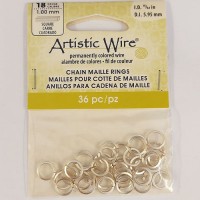 Non Tarnish Silver 18 Gauge Square Chain Maille Ring, I.D 5.95mm, 36 Pcs, A313-18S-10-10