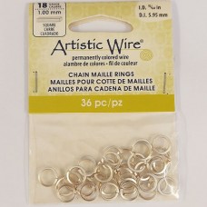 Tarnish Resistant Silver 18 Gauge Square Chain Maille Ring, I.D 5.95mm, 36 Pcs, ...