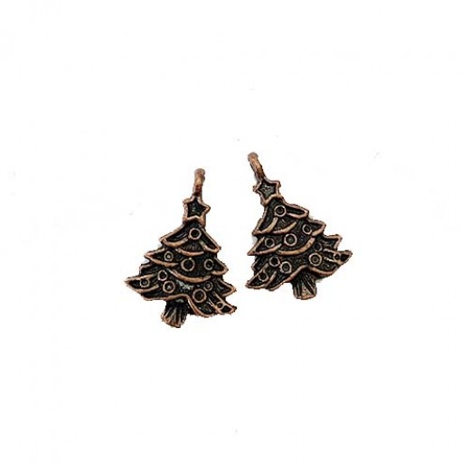 Christmas Tree Charm, 20mm, Copper Colour, Pack of 2